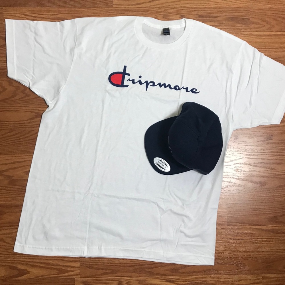 Set Drip More: White T-Shirt+ Dark Blue Cap 🧢 - Picture 2 of 7